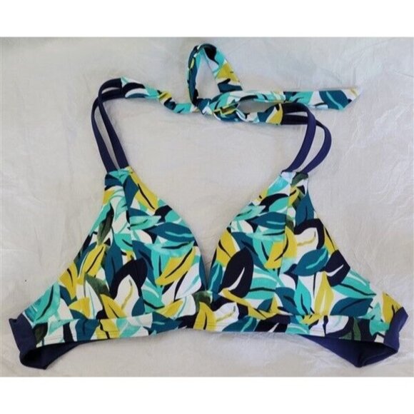 NWOT New Directions Floral Lemon S Triangle Halter Bikini Swim Top #95344 - Picture 1 of 1